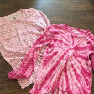 Fruit of the Loom Girls Long Sleeve Tees - Light Pink & Hot Pink